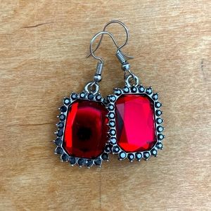 Red Jewel Costume Earrings